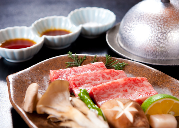 豊後牛の陶板焼き
